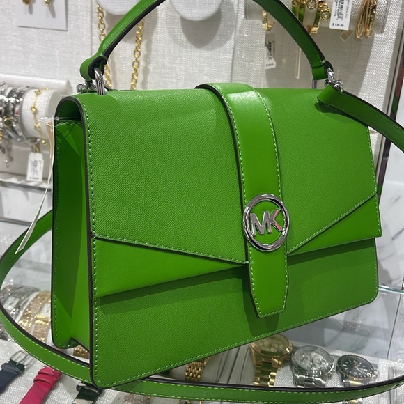 Michael Kors Greenwich Medium Saffiano Leather Satchel Crossbody Shoulder Bag - Picture 2 of 16